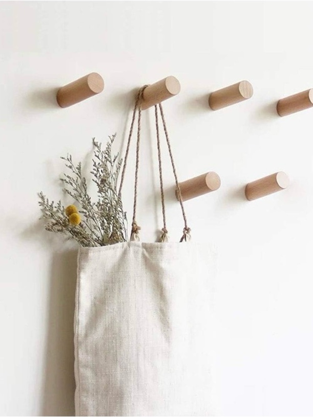 Minimal Wooden Peg Wall Hooks - Walnut Wood (Set 3)